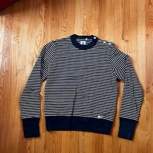 Arpenteur Striped Crewneck w/ button detail, size M